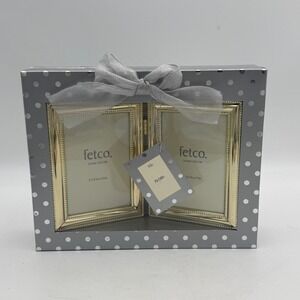 Fetco Home Decor Polished Brass Beaded Double Hinged Picture Frame 3.5x5 NIB